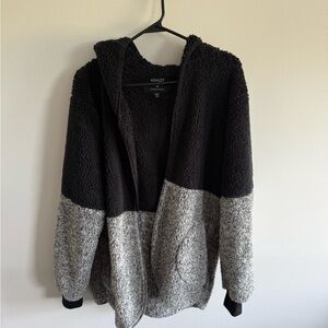 Ashley By 26 International Black and Gray Fuzzy Jacket